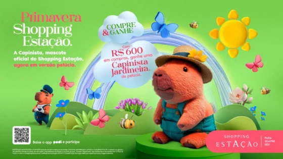 Shopping Estação lança ação inédita com pelúcias de capivara inspiradas na Primavera