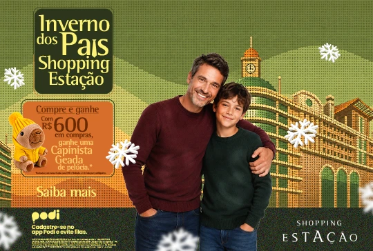 Imagem Shopping Estação lança campanha de Dia dos Pais com capivara de pelúcia de “japona”, inspirada no Inverno